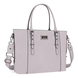 MOSISO PU Leather Laptop Tote Bag for Women (15-16 inch), Waterproof Large Capacity Business Work Briefcase Shoulder Laptop Bag, Dusty Lilac