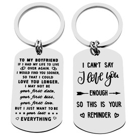 xyqcy To My Boyfriend Keychains From Girlfriend Gifts for Boyfriend Keyring Couple Jewelry Anniversary Birthday Valentine's Day Gifts,Double-Sided Engraved