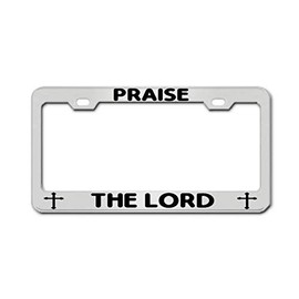 General Tag Praise The Lord Chrome Shiny License Plate Frame Novelty