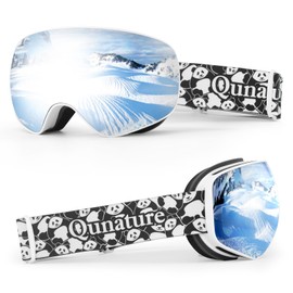 Qunature Kids Ski Goggles OTG Snow Goggles with Spherical Dual Lens UV400 Panda Design Ski Glasses Anti-Fog Children Snowboard Goggles Skiing Skating Snowmobiles