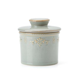 XELA Ceramic Butter Dish - French Butter Crock With Water Line - Keeps Your Butter Fresh and Spreadable - Vintage Turquoise