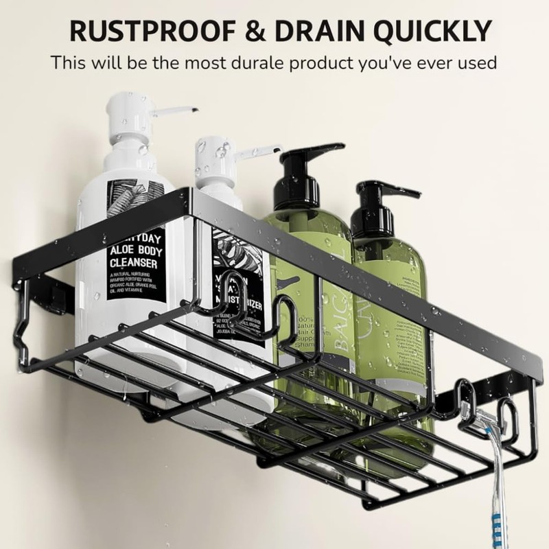 LINKINNO Pack of 2 Shower Shelves No Drilling Durable Stainless