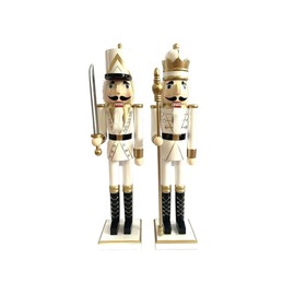 Set of 2 Jeweled King and Guard Christmas Nutcrackers 24"