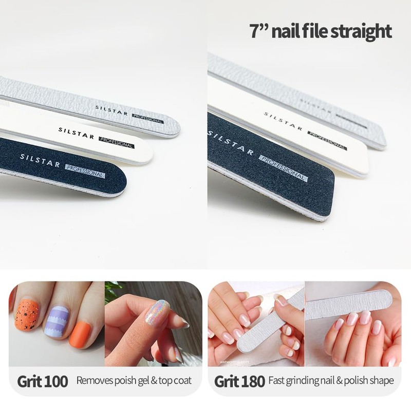 SILSTAR PROFESSIONAL 7" NAIL FILE SQUARE WHITE 100/180 MADE IN