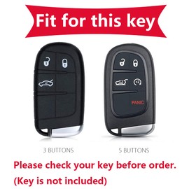 KUNIO Leather Key Case for Jeep Renegade Compass Grand Cherokee for Dodge for Fiat 500X Ducato Tipo Cross Car Key Protection Handmade Key Fob Keyless 3 Buttons Black