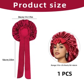 Elegant Satin Hair Cap for Women, Silk Sleep Cap, Double-Sided Silk Hood for Sleeping to Protect Curls and Hair, Curls Cap, Satin Sleep Cap for the Night with Elastic Band (Red)