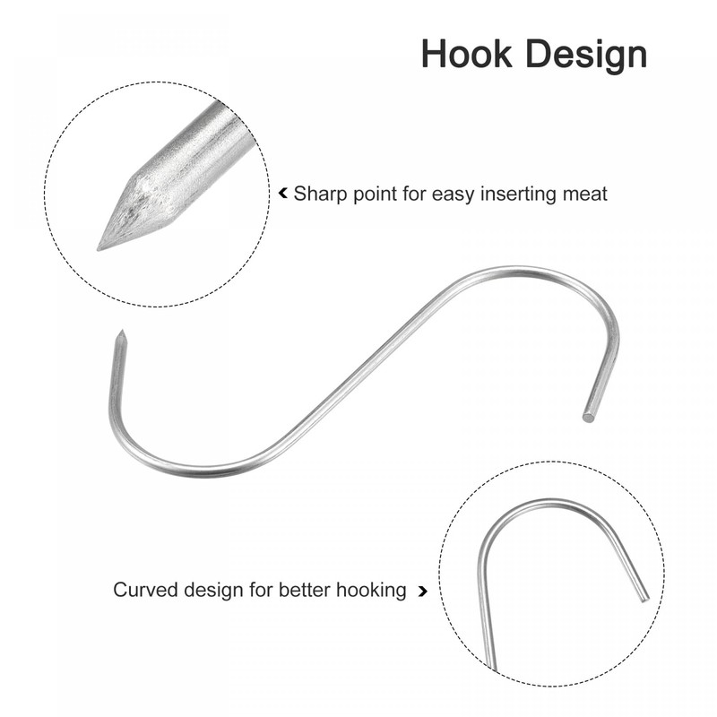 uxcell 3.94" Meat Hooks, 0.12" Thick Stainless Steel Butcher S-Hook