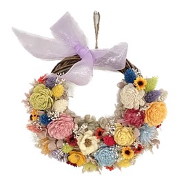 Lulu's Crescent Moon Flower Wreath, Pastel, Preserved Flowers, Dried Flowers, Natural Wreath, Size (W x H x D): 8.7 x 7.9 x 2.8 inches (22 x 20 x 7 cm), Pastel Lulu's-1400