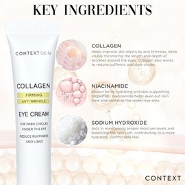 CONTEXT SKIN Crema De Colágeno Para Ojos: Fórmula 3 En 1 Con Colágeno, Café Y Niacinamida Para Una Hidratación Ligera. Favorece Una Apariencia Más Suave Y Fresca Bajo Los Ojos. 23 Ml