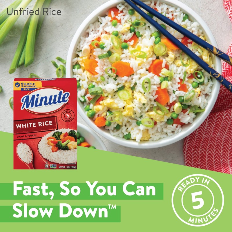 Minute White Rice, Instant White Rice for Quick Dinner Meals,