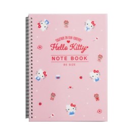 1 Pack, B5 Cute Kitty 7mm Lined Plastic Hardcover Spiral Notebook 7.6 x 10.3 Inches, 80 Sheets (Coral)