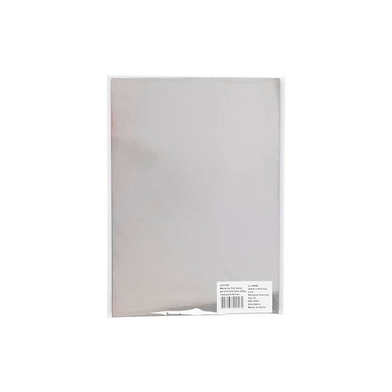 Metallic Foil Card, A4 21x30 cm, 280 g, silver, 10sheets