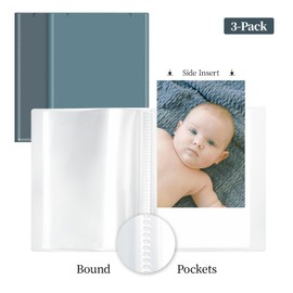 Vienrose Small Photo Album for 4x6 Pictures – 26 Pockets Holds 52 Photos, Customizable Plastic Covers, Morandi Color Memory Book, Wedding Travel Baby Gift – Navy + Gray Blue + Beige (Set of 3)