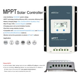 EPEVER MPPT Solar Charge Controller 30A 12V 24V Auto, Solar Charge Controller Max 100V Input Negative Grounded Solar Regulator, for Lead-Acid and Lithium Batteries