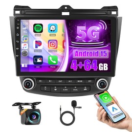 [4+64G] Hikity for Honda Accord 2003 2004 2005 2006 2007 Android Car Stereo, 10.1 Inch Touchscreen Radio Carplay/Android Auto/GPS Navigation/Mirror Link/WiFi/Bluetooth/DSP/FM RDS+AHD Backup Camera