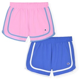 Champion Girls Shorts | 2 Pack Athletic Shorts for Girls Clothing (US, Alpha, Large, Regular, Saxony Blue-Purple)