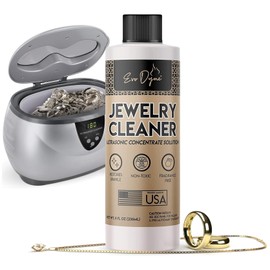 Ultrasonic Jewelry Cleaner Solution (8oz) Concentrated Jewelry Cleaner for Diamonds, Gold, Silver & More | Compatible with Ultrasonic Machine (s) - Made in USA