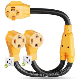 MECMO NEMA 14-30P to 2X 14-30R Dryer Splitter for Modern 4-Prong 14-30R Receptacles Only, Y Adapter Cord 2.2ft for New Dryer & 24A Level 2 EV Charging, One Device at a Time Max 30A Shared, ETL Listed