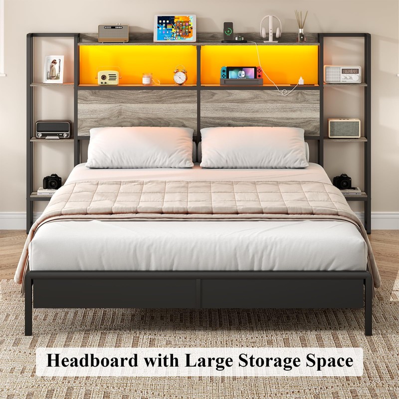 Loomie Headboard for Queen Size Bed with Storage, Headboards with