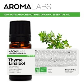 BIO - Thyme LINALOOL Essential Oil - 5mL - 100% Pure, Natural, Chemotyped and AB Certified - AROMA LABS (French Brand)