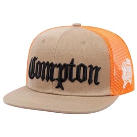 [sproutsy] Cap, Men's Hat, Mesh Cap, Trucker Cap, Baseball Cap, Outdoor Sunshade, Summer, Compton (Orange)