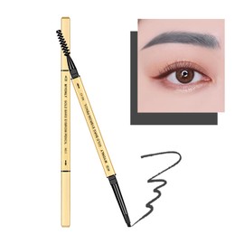 Eyebrow Pencil Dual-Sided Eye Brow Pencil, Fine Tip Rapid Brow Precise Sweatproof Brow Pen with Brow Combs (Grey)