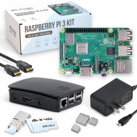 Raspberry Pi 3 B Starter Kit | Power Supply | Case | 64GB Edition | HDMI Cable 1m | USB Card Reader | Heat Sink | Raspberry Pi 3 B 1GB RAM