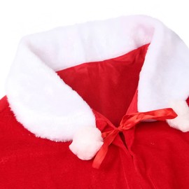 TOONRAIN Velvet Cosplay Cape Costume Mrs Santa Claus Red Cape Robe Christmas Fancy Dress-up
