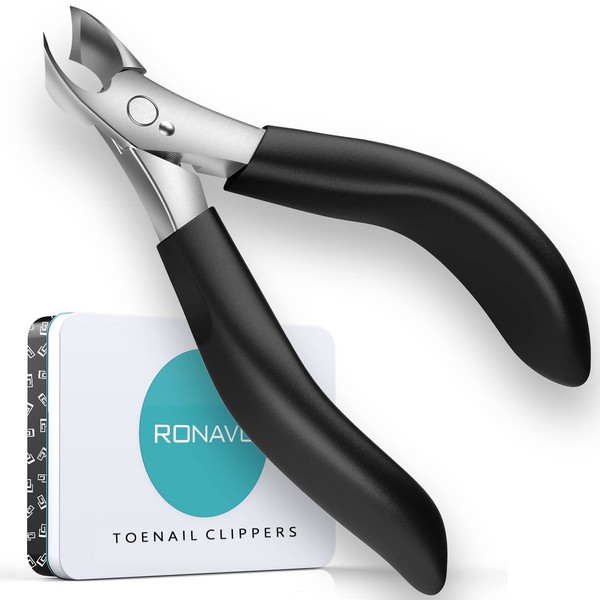 RONAVO Precision Nail Scissors Toenails. Robust Professional Nail Clippers for Thick and Ingrown Toenails, Large Toenail Scissors for Elderly/Men/Women, Metal Gift Boxes