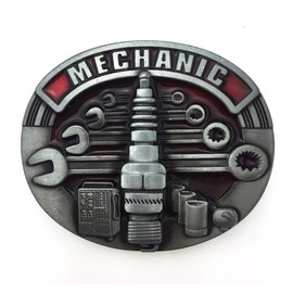 XGALBLA Fashion Mechanic Tool Box Oval Belt Buckle Red Enamel For Men
