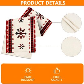 ASANMEYO Linen Red Christmas Table Runner 72 Inches Long Seasonal Winter Christmas Xmas Holiday Farmhouse Style Red Snowflake Table Decoration
