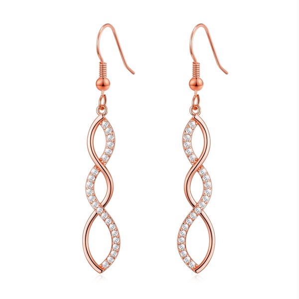 Philip Jones Rose Gold Plated Twist Drop Earrings Created with