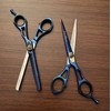 Blue and Black Barber Scissors Set Hair Cutting Scissors, Thinning