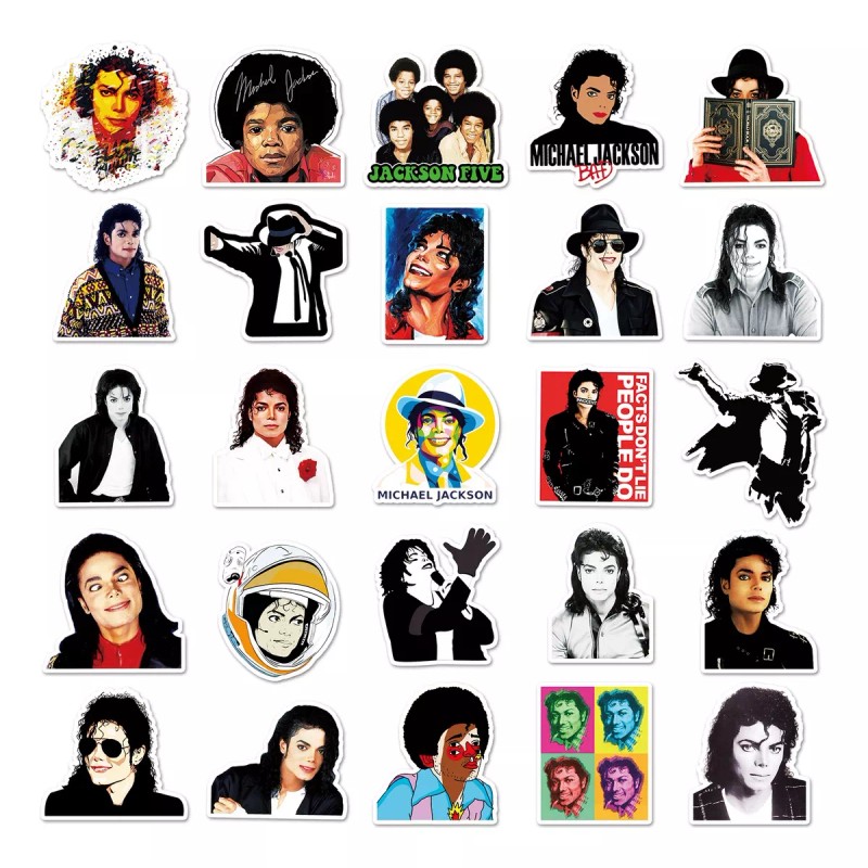 Michael Jackson Rey Pop 50 Calcomanias Stickers Contra Agua