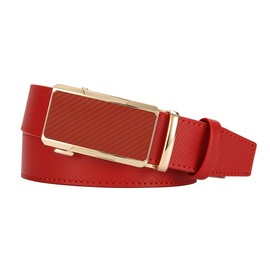 DOOPAI - Cinturón de carraca ajustable para hombre, de piel negra, ajuste personalizable, fácil de usar, máxima durabilidad, 008 Cinturón Rojo, Belt Waist : 26‘’ to 32‘’ Adjustable