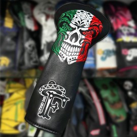 Big Crazy Golf Club Covers, Funny Golf Head Covers, Driver Headcover, Hybrid Headcover, Fairway Woods Head Covers, Putter Cover Golf Accessories for Men, Golf Gift Day of The Dead Skull Skeleton