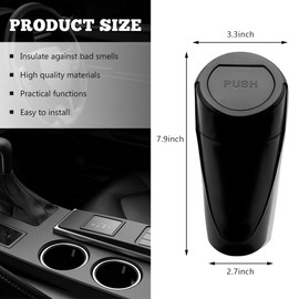 ZNDAW Car Trash Can Bin with Lid, Mini Vehicle Cup Holder Organizer Leakproof Garbage Bin, Waterproof Cup Type Trash Can Multi-Function Storage Container for RV Home Office (Black)