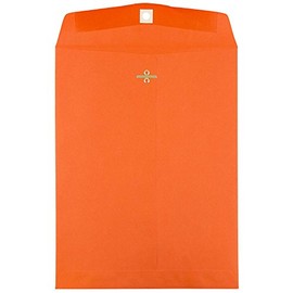 JAM PAPER 9 x 12 Colored Envelopes with Clasp Closure - Orange Recycled - 25/Pack