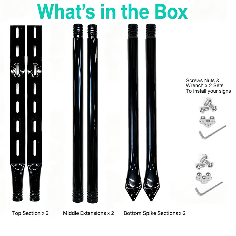 Bstersign 2Pack Heavy Duty Yard Sign Stakes, 52-Inch Long and