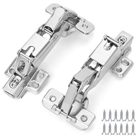 HanOrson 165° Cabinet Hinges, 2 Pairs Full Overlay Frameless Cabinet Doors Hinges Soft Closing Concealed Hydraulic Adjustable Mounting Hinges Soft Closing Nickel-Plated Steel