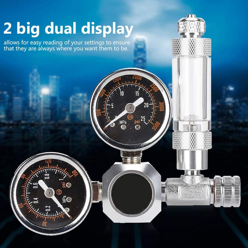 QANYEGN CO2 Regulator, Stainless Steel, Aluminum Alloy Accessories, Dual Gauge