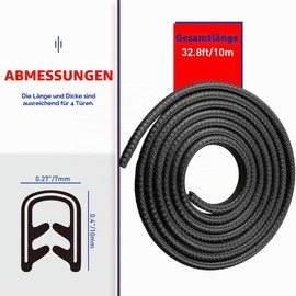 Edge Protection Car Door, Car Door Protection Edges Universal Fit Rubber Car Door Edge Protection U-Shape Edge Protection for Sheet Metal, Saloons, Trucks, SUV, ATV, Boats (Black, 10 m)