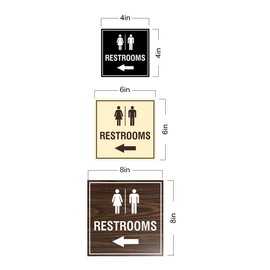 Signs ByLITA Square Restrooms left arrow Sign with Adhesive Tape (White/Red) - Large (1 Pack)