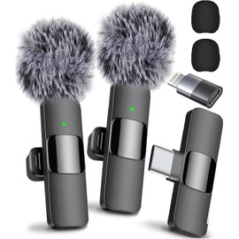Mini Mic Pro Wireless Lavalier Microphone (2-Pack/Newest Model) for iPhone, iPad & Android - Crystal Clear Recording, USB-C, Perfect for Video, Podcasting & ASMR