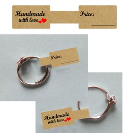 Top label Handmade with Love Sticker, Jewlry Price Tags, Rings Indentification Tags, 3x0.75 Inch, 300 Pcs Per Roll