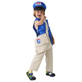 Jsiicennf Mailman Costume Set Postal Costume for Kids Hallowen Dress up Party Pretend Play Outfit for Kids Boys Girls
