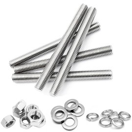 10 Stück Gewindestange Set, M8 x 100 mm Gewindestäbe Verzinkt mit 20 U-Scheiben und 20 A2 Sechskantmuttern 20 Federringe für Montage und Industrielle Fertigung