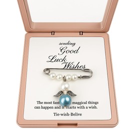 RealThing Something Blue Guardian Angel Bridal Charm, Memorial Wedding Bouquet & Garter Charm, Blue Pearl Angel Wings Keepsake for Bride, Wedding Remembrance Gift in Memory of Mom or Dad