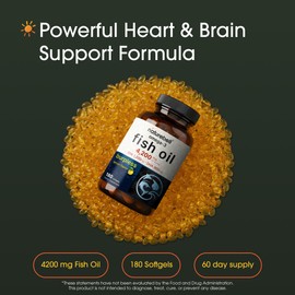 NatureBell Omega-3 Fish Oil - 180 Softgels - Support for Joint, Brain & Heart Health* - with EPA & DHA - No Burps or Fishy Aftertaste - Non-GMO & Mercury-Free Formula - Lemon Flavor