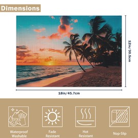 Sea Sunset Linen Placemats Set of 6, Decorative Table Mats 12x18 Inch, Washable Heat Resistant Placemats for Dining Table Kitchen Home Decor